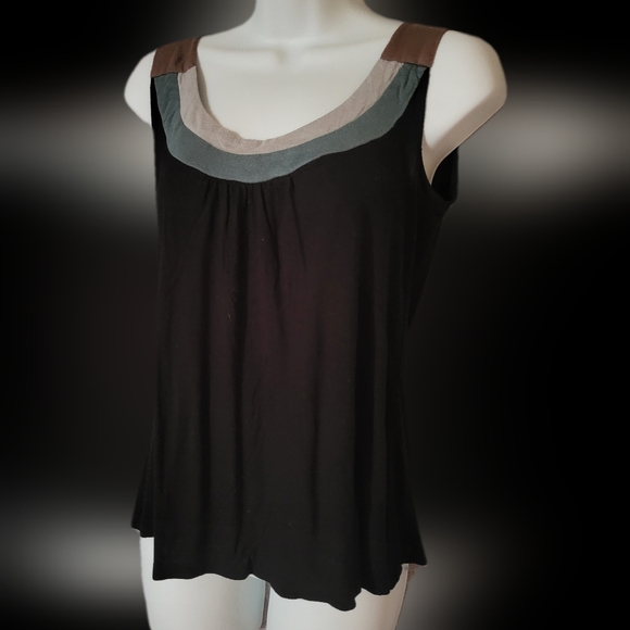 🌼3 for 30🌼Private Label Black Blue Gray Lined Flowy V Neck Tank Top Medium - Picture 1 of 5
